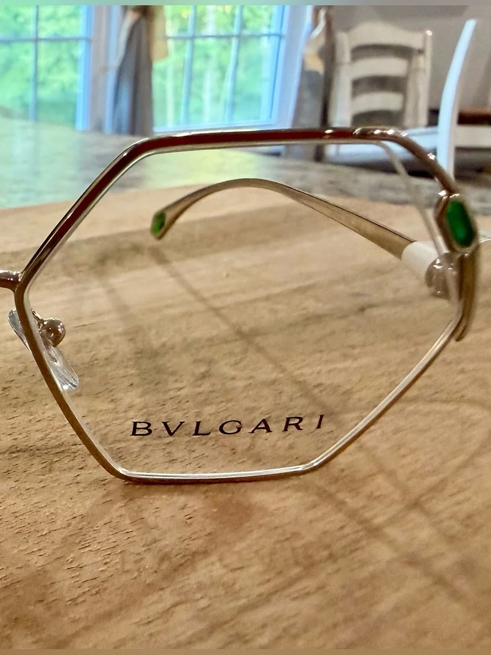 Bulgari Hexagonal Metal Eyeglasses in Gold-Tone